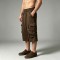 Drawstring Strap Multi Cargo Pocket Brown Capri Pants | Adjustable Strap,Button Closure | OEM Streetwear