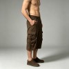 Drawstring Strap Multi Cargo Pocket Brown Capri Pants | Adjustable Strap,Button Closure | OEM Streetwear