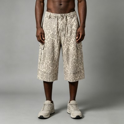 Leopard Cargo Wide Capri Pants | Elastic Drawstring Waist | Street Daily Casual Wear | Custom Streetwear