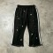 Ink Splatter Flare Capri Pants | Side Stripe Raw Hem | Cotton Blend Drawstring Waist | Custom Streetwear