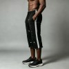 Ink Splatter Flare Capri Pants | Side Stripe Raw Hem | Cotton Blend Drawstring Waist | Custom Streetwear