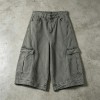 Washed Denim Cargo Capri Pants | Multi-Cargo Pocket Street Daily Casual Outfit | OEM Streetwear