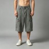 Washed Denim Cargo Capri Pants | Multi-Cargo Pocket Street Daily Casual Outfit | OEM Streetwear