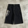Plaid Patchwork Denim Capri pants | 100% Cotton Loose Fit Denim | Street Daily Casual Wear | OEM Streetwear