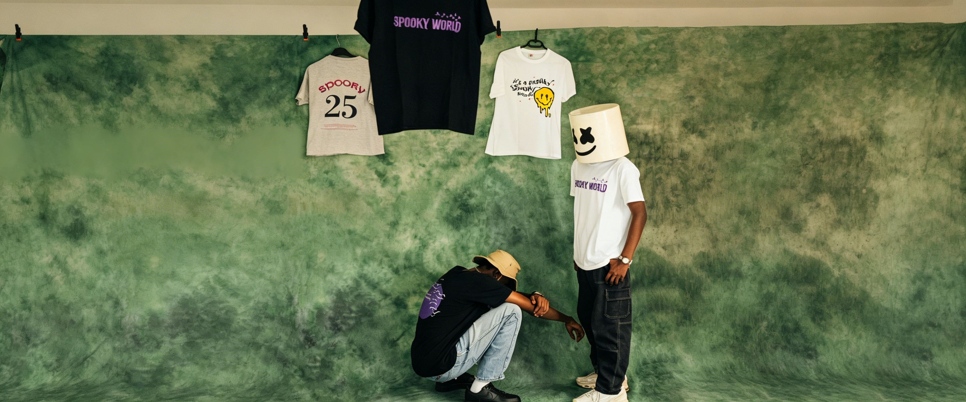 A mood board for a custom streetwear brand, showing a collage of images, color swatches, and font styles.