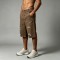 Distressed Ripped Brown Capri Pants | 100% Twill Cotton | High Waist Loose Fit | OEM Streetwear