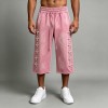 Pearl Beaded Decor Wide Leg Cropped Pants | Elastic Waist With Pockets | Daily Casual Streetwear | OEM Streetwear