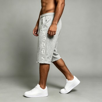 Distressed Raw Edge Capri Pants | Drawstring Waist with Side Pocket | Heather French Terry Cotton | OEM Streetwear