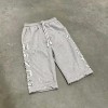 Distressed Raw Edge Capri Pants | Drawstring Waist with Side Pocket | Heather French Terry Cotton | OEM Streetwear