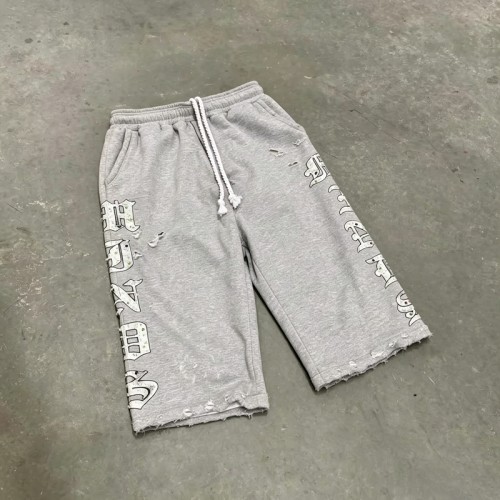 Distressed Raw Edge Capri Pants | Drawstring Waist with Side Pocket | Heather French Terry Cotton | OEM Streetwear