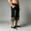 Distressed Camo Patch Washed Spray Dye Screen Print Capri pants | Cotton Blend Elastic Waist Drawstring | OEM Streetwear