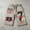 Screen DTG Print Beaded Washed Spray Dye Flared Capri Pants | Raw Edge Daily Hip Hop Outfit | Custom Streetwear