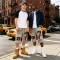 Screen DTG Print Beaded Washed Spray Dye Flared Capri Pants | Raw Edge Daily Hip Hop Outfit | Custom Streetwear