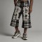 Rhinestone Applique Flare Cropped Capri Pants | Plaid Fabric Elastic Waist | OEM Streetwear