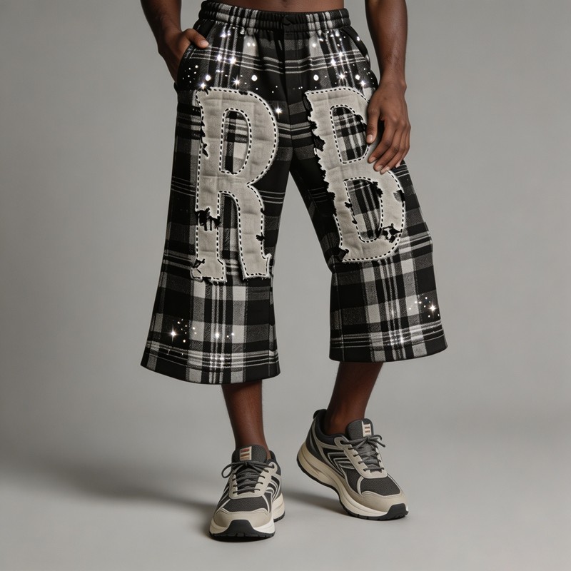 Rhinestone Applique Flare Cropped Capri Pants