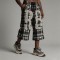 Rhinestone Applique Flare Cropped Capri Pants | Plaid Fabric Elastic Waist | OEM Streetwear