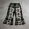 Rhinestone Applique Flare Cropped Capri Pants | Plaid Fabric Elastic Waist | OEM Streetwear