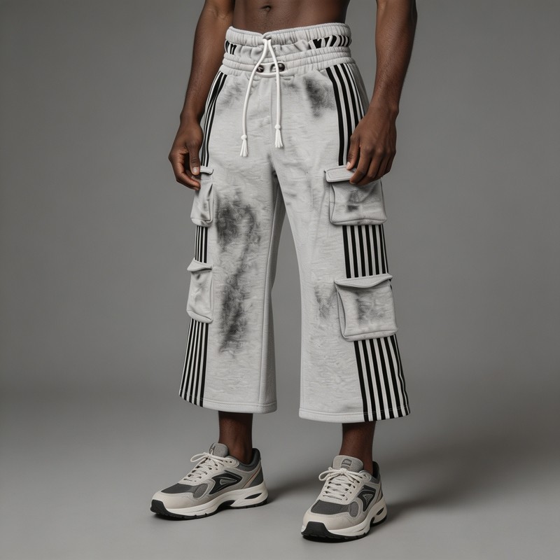 Spray Dye Flare Cargo Capri Pants