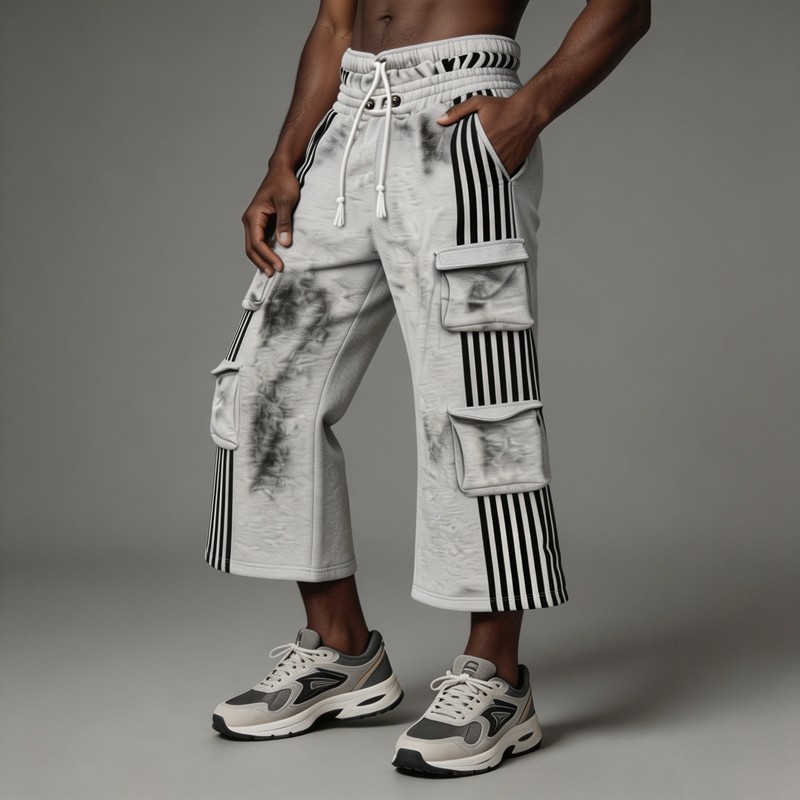 Spray Dye Flare Cargo Capri Pants
