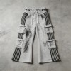 Spray Dye Flare Cargo Capri Pants | Side Stripe Multi Pockets Elastic Drawstring Waist | Clothing Manufacturer