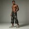 Distressed Ripped Spray Dye Flare Denim Capri Pants | Black Denim Button Fly with Multi Pockets | OEM Streetwear
