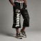 Star Letter DTG Print Embroidery Spray Dye Flare Capri Pants | Double Waistband Elastic Drawstring Waist | Streetwear Manufacturer