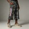 Plaid Leopard Patch Embroidery Flare Capri Pants | Raw Edge Denim Button Fly Side Stripe | Streetwear Manufacturer