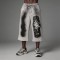 Leather Applique Embroidery Spray Dye Patchwork Flare Capri Pants | French Terry Drawstring Elastic Waist | Custom Streetwear