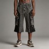 Acid Washed Flare Cargo Capri Pants | Multi Pocket Hardware Details | Clothing Manufacturer