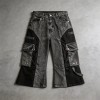 Acid Washed Flare Cargo Capri Pants | Multi Pocket Hardware Details | Clothing Manufacturer