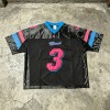 Stitched Embroidery Football Jersey T-shirt | Breathable Satin Mesh Patchwork | Custom Streetwear