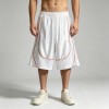 Piped Mesh Panel Basketball Capri Pants | 100% Polyester Satin Drawstring Elastic Waist | Clothing Manufacturer
