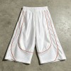 Piped Mesh Panel Basketball Capri Pants | 100% Polyester Satin Drawstring Elastic Waist | Clothing Manufacturer