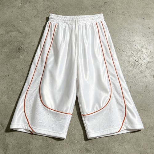 Piped Mesh Panel Basketball Capri Pants | 100% Polyester Satin Drawstring Elastic Waist | Clothing Manufacturer