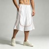 Piped Mesh Panel Basketball Capri Pants | 100% Polyester Satin Drawstring Elastic Waist | Clothing Manufacturer
