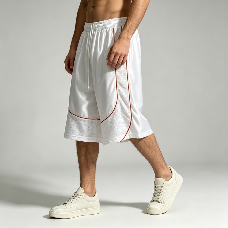 Piped Mesh Panel Basketball Capri Pants