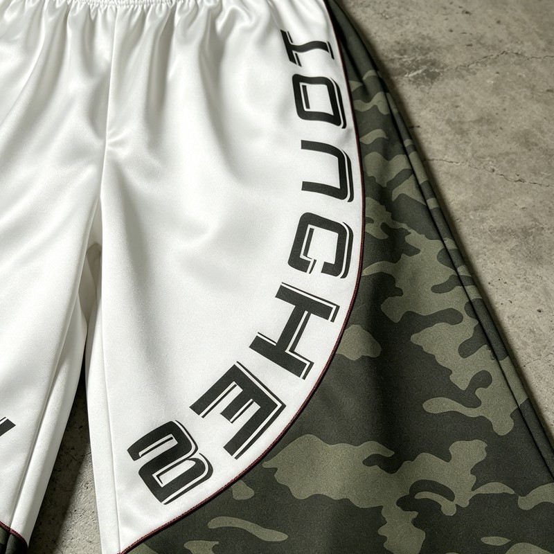 Heat Transfer Printed Camo Panel Cropped Capri Pants
