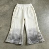 Pearl Beaded Gradient Flare Capri Pants | Elastic Waist | Urban Street Daily Wear | Custom Streetwear