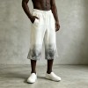 Pearl Beaded Gradient Flare Capri Pants | Elastic Waist | Urban Street Daily Wear | Custom Streetwear