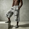 DTG Print Distressed Capri Pants | Raw Edge | Elastic Drawstring Waist Chain Side | Clothing Manufacturer