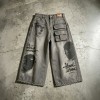 DTG Print Spray Dye Washed Cargo Capri Jeans | Vintage Distressed Raw Edge | Streetwear Manufacturer