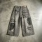 DTG Print Spray Dye Washed Cargo Capri Jeans | Vintage Distressed Raw Edge | Streetwear Manufacturer