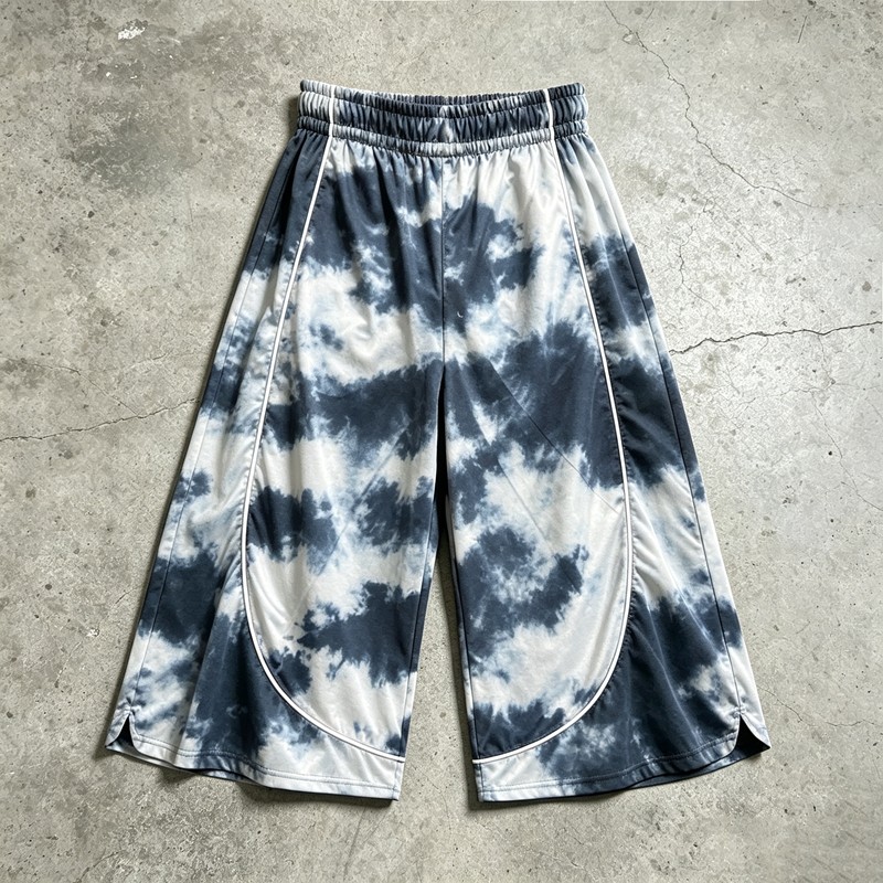 Tie Dye Curved Piping Cropped Capri Pants