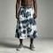 Tie Dye Curved Piping Cropped Capri Pants | 100% Polyester Elastic Waist | OEM Streetwear