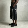 Men's Rubber Print Star Stripe Flare Denim Capri Pants | Raw Frayed High Waist Button Fly | Streetwear Manufacturer