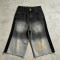Spray Dye Denim Capri Pants | Raw Edge High Waist Button Fly | Clothing Manufacturer