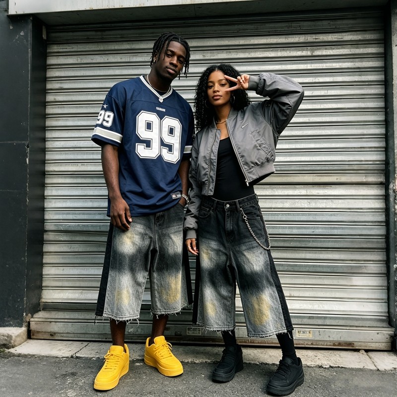 Spray Dye Denim Capri Pants