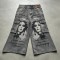 Spray Dye DTG Print Acid Washed Cargo Capri Jeans | Loose Wide Leg Multi Pocket High Waist | Streetwear Manufacturer