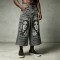 Spray Dye DTG Print Acid Washed Cargo Capri Jeans | Loose Wide Leg Multi Pocket High Waist | Streetwear Manufacturer