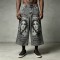 Spray Dye DTG Print Acid Washed Cargo Capri Jeans | Loose Wide Leg Multi Pocket High Waist | Streetwear Manufacturer